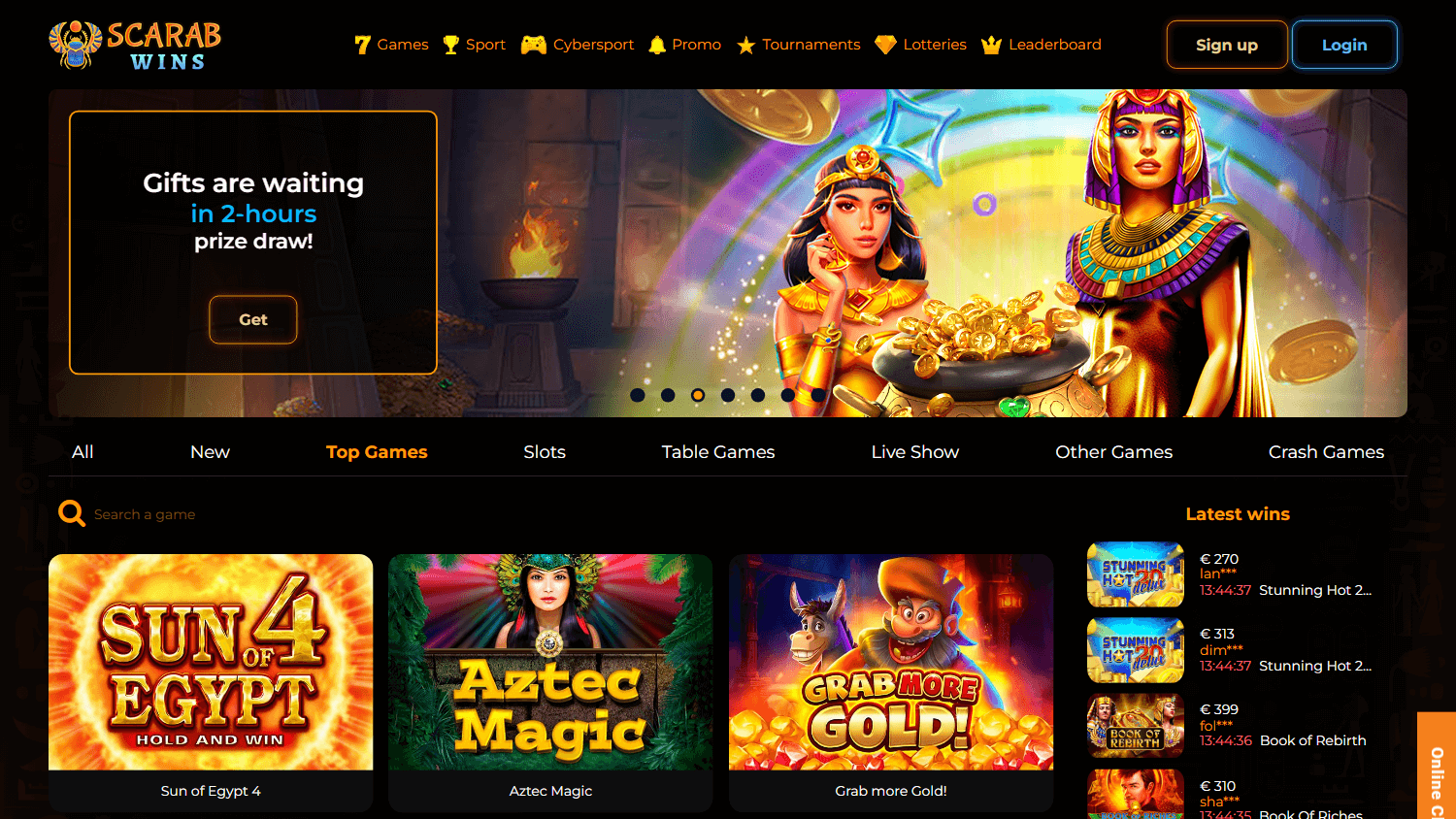 Scarabwins Casino Desktop screenshot